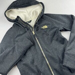 The North Face Womens Mattea Parka Hoodie Jacket S Dark Gray Black Gold